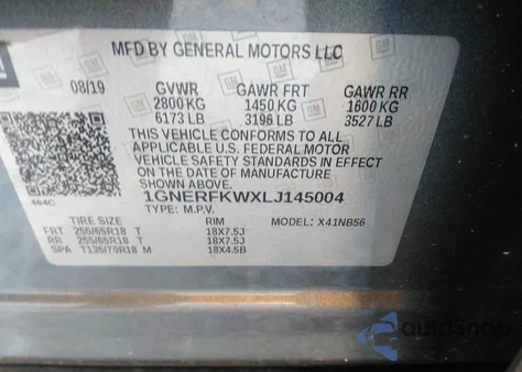 2020 Chevrolet Traverse z USA, uszkodzony, nr VIN 1GNERFKWXLJ145004